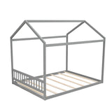 Queen Size Wooden House Bed with Headboard,Gray WF296086AAE