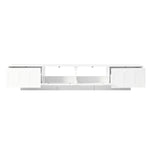 ZUN TV Stand with Fluted tempered Glass Doors for TVs Up to 95'', Functional Media Console with Arched 50953049