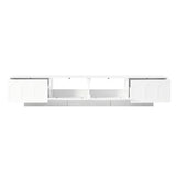 ZUN TV Stand with Fluted tempered Glass Doors for TVs Up to 95'', Functional Media Console with Arched 50953049