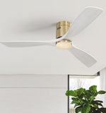 ZUN 52 Inch Wooden Ceiling Fan With 3 Solid Wood Blades Remote Control Reversible DC Motor Without Light W882P235363