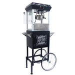 ZUN Kaitu Popcorn Machine with Cart – 8oz Popper with Stainless-steel Kettle, Heated Warming Deck, and W2841P218156