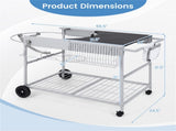 Outdoor Grill Cart for 18-22 Inch Kettle Grills, Metal BBQ Stand with Lid Holder & Storage Rack 76162891