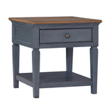 24 inch End Table, No Assembly Required, Corduroy Blue Finish B108P193074