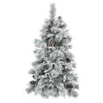 ZUN 4FT Pre-Lit Spruce Snow Flocked Christmas Tree with Pine Cones, Artificial Xmas Tree with 170 Branch 52732134