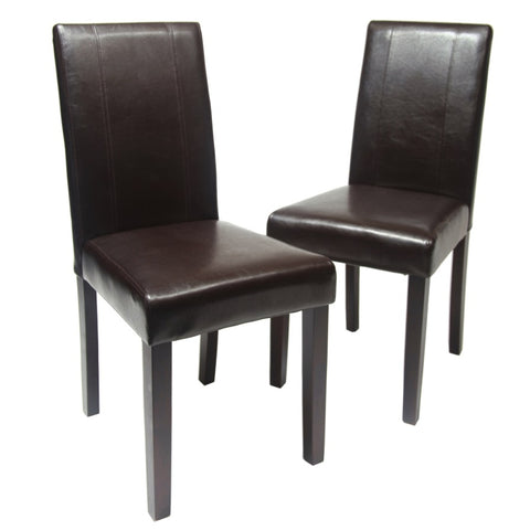 ZUN Urban Style Solid Wood Leatherette Padded Parson Chair, Brown, Set of 2 T2574P164533