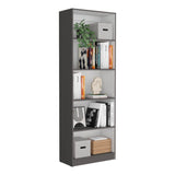 Home 4 Shelves Bookcase with Multi-Tiered Storage -Matt Gray / White -Office B070137835