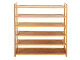Concise Rectangle 6 Tiers Bamboo Shoe Rack Wood Color 70992386