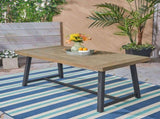 Outdoor Acacia Wood Dining Table, Sandblast Gray Finish and Black N768P190946G