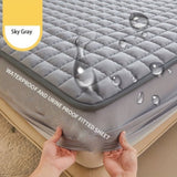 (Cream white 150cm*200cm) Cotton-Padded Waterproof Mattress Protector, Dust-Proof Bed Cover (Without 10397846