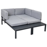 ZUN TOPMAX Outdoor 3-piece Aluminum Alloy Sectional Sofa Set with End Table and Coffee Table,Black WF285249AAE