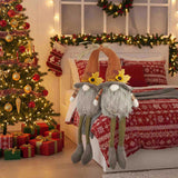2PCS Set Christmas Gnome Decorations 5.5x3.5x20.5" Fabric Sitting Gnomes with Orange Hat & Maple 99880685