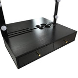 Floating Makeup Vanity Desk with Mirror & 3-Color Lights, Wall Dressing Table with Power Outlet, N844P263662B