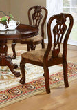 Formal Classic Traditional Dining Chairs Cherry Solid wood Damask Print Fabric Seat Intricate Back B01172303