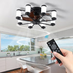 ZUN 21.7 inch Ceiling Fan Light - Windmill-shaped Flush Mount Ceiling Fan with Light with Remote Control W1340103803