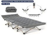 Patio Chaise Lounge Bed, Ergonomic Single Reclining Cot, Portable Heavy Duty Outdoor/Indoor 03293369