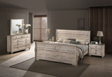 Imerland Contemporary White Wash Finish Bedroom Set with King Sleigh Bed, Dresser, Mirror, Two T2574P201580