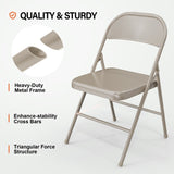 ZUN 4 Pack Metal Frame Folding Chairs, Portable Stackable Commercial Seat with Steel Frame 350 LBS 36220052