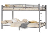 Grey Twin Bunk Bed Square Tube High Guardrail Side Ladder Opening Iron Bed 52361693