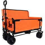 3-in-1 Convertible Folding Wagon Cart with Bench Seat & Storage - 500lbs Heavy-Duty Utility Wagon, W2932P283542
