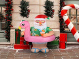 5.9 ft Pre-Lit Christmas Inflatable with Hawaiian Santa and Flamingo Float, Built-in LEDs, 22467841