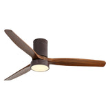 52 Inch Flush Mount Ceiling Fan with LED Light and Remote Control Solid Wood Blades 85783456