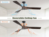(Same as W934P156667) 52 Inch Ceiling Fan Without Light, 3 ABS Blades Outdoor Ceiling Fan 6-speed W934P502036