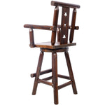 ZUN Rustic Bar Stool - Fir Wood Construction, Chair withDecorative Star Backrest, Footrest,Wide Armrest, 37409700