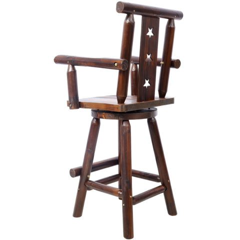 ZUN Rustic Bar Stool - Fir Wood Construction, Chair withDecorative Star Backrest, Footrest,Wide Armrest, 37409700