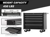 5-Drawer Rolling Tool Chest w/Lock & Key, Tool Storage Cabinet with Wheels, Top Cushion & Drawer 34794429