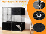 44" Multi-Level Cat Tree Indoor with Sisal Scratching Posts Condo Hammock Hanging Balls Black 92758311