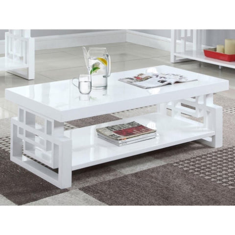 ZUN High Glossy White Rectangular Coffee Table B062P145542