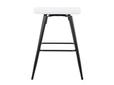 30" Contemporary Fixed-Height Bar Stool in Black Steel and White Faux Leather - Set of 2 B202P222228