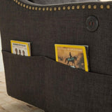 dark grey 360 degree swivel rotating accent chair with USB and magazine book for living room and W2603P169670