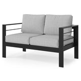 Outdoor Loveseat, All-Weather Metal Aluminum Outdoor Patio Furniture Sofa with 5" Thick and Soft B082P232960