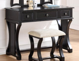 Unique Modern Bedroom Vanity w Stool Foldable Mirror Drawers Black Color MDF Veneer 1pc Vanity B011P354536