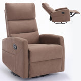 Manual Recliner Chair with Rocker and Swivel in Fabric for Living Room, Brown W3224P289292