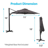 11 FT Cantilever Patio Umbrella, Round Outdoor Offset Umbrella with 360&deg Rotation & Tilt Adjustment B082P195465