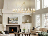 61.4' Gold Wagon Wheel Chandelier With 24 Lights Kit , Pendant Light with Seeded Glass W5008P543993