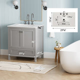 30" Bathroom Vanity with Sink Combo, Fully Assembled Bathroom Sink Cabinet with Marble Countertop, W1573P237850