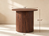 Minimalist Round Pedestal Side Table, Space-Saving Stable Nightstand with Rounded Edges & Anti-Slip 90717001
