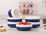 10 OZ WhiteBule Ceramic Bowls Set of 4 - Cereal Bowl,Soup Bowls for Kitchen, Ramen Bowl, Microwave 77989432