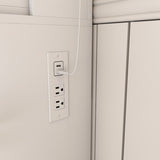 Vanity Table with Mirror & Adjustable LED Lights, Power Outlet, Hairdryer Holder & Stool Compact 21161864