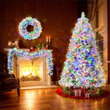 6FT Snow Flocked Christmas, Pre-Lit Set with & Garland & Wreath, Artificial Hinged Xmas 94870268