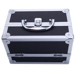 ZUN SM-2176 Aluminum Makeup Train Case Jewelry Box Cosmetic Organizer with Mirror 9"x6"x6" Black 12276436