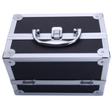 ZUN SM-2176 Aluminum Makeup Train Case Jewelry Box Cosmetic Organizer with Mirror 9"x6"x6" Black 12276436