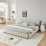 King Size Upholstered Bed ,comfortable upholstered bed frame, Chenille fabric, with headboard and W487P235315