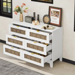 ZUN Rustic Farmhouse Style Wooden Dresser with 6 Drawers, Storage Cabinet for Bedroom with Metal WF530908AAK