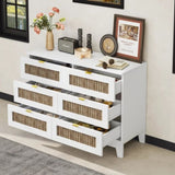 ZUN Rustic Farmhouse Style Wooden Dresser with 6 Drawers, Storage Cabinet for Bedroom with Metal WF530908AAK