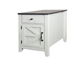 Farmhouse End Table with Charging Station, Nightstand with Barn Door and Drawer, 09331109