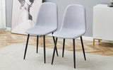 Comfortable Linen-Cotton Dining Chair Set - Six Pieces in Light Gray.Integrated Seat and W1151P228096